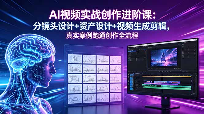AI视频实战创作进阶课：分镜头设计+资产设计+视频生成剪辑，真实案例跑通创作全流程 - 创享网-创享网