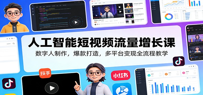 人工智能短视频流量增长课:数字人制作,爆款打造,多平台变现全流程教学-创享网