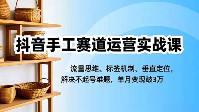抖音手工赛道运营实战课,流量思维、标签机制、垂直定位,解决不起号难题,单月变现破3万-创享网