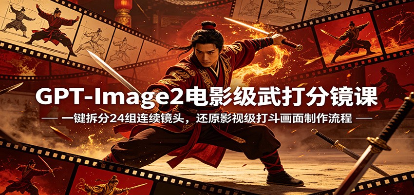 GPT-Image2电影级武打分镜课：一键拆分24组连续镜头，还原影视级打斗画面制作流程 - 创享网-创享网