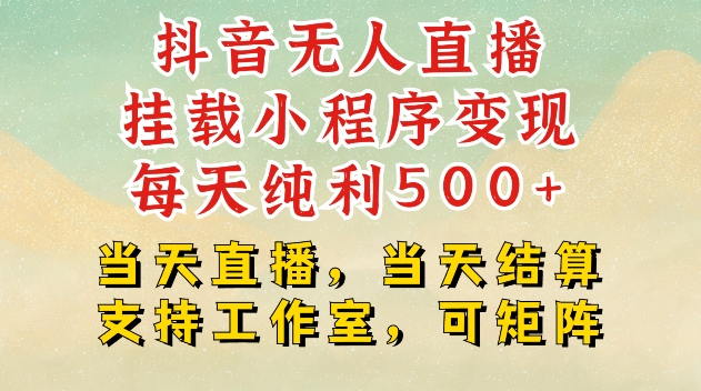 抖音无人直播挂载小程序变现每天纯利500+当天直播，当天结算支持工作室，可矩阵【揭秘】 - 创享网-创享网