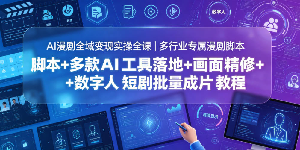 AI漫剧全域变现实操全课｜多行业专属漫剧脚本+多款AI工具落地+画面精修+数字人短剧批量成片全教程-创享网