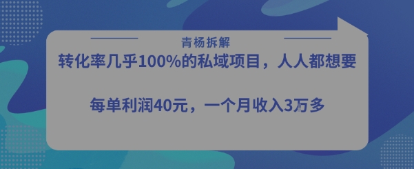 转化率最高的私域项目，每单利润40-50米，月入过1w - 创享网-创享网