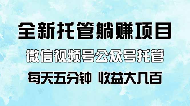 全新托管躺赚项目，微信视频号公众号托管代运营，每天五分钟，收益大几百 - 创享网-创享网
