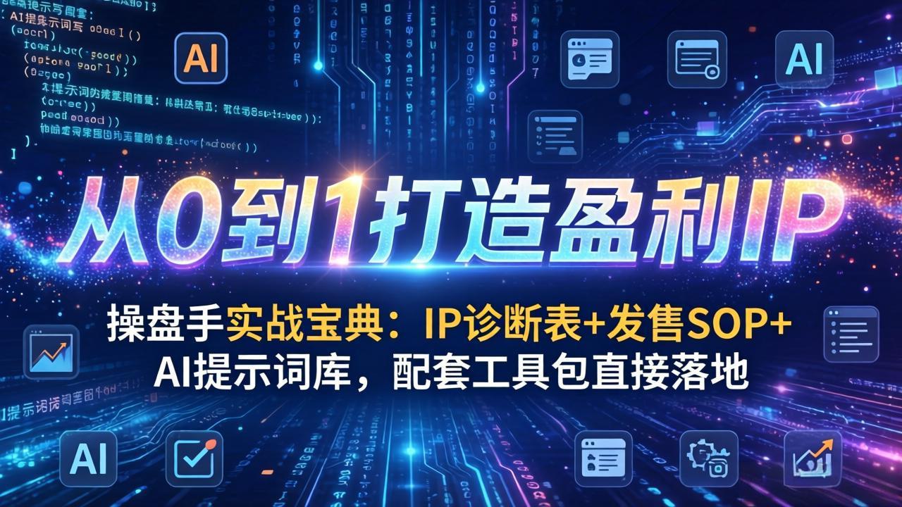 操盘手实战宝典：IP诊断表+发售SOP+AI提示词库，配套工具包直接落地，从0到1打造盈利IP-创享网