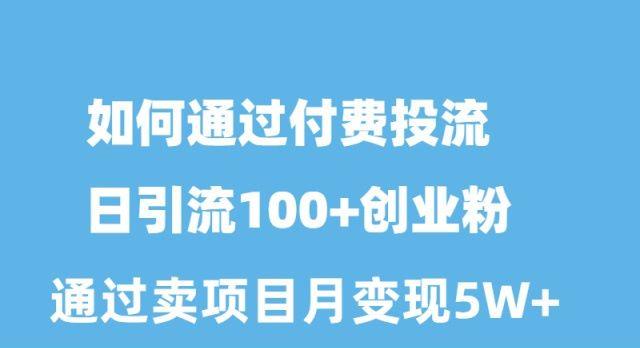 如何通过付费投流日引流100+创业粉月变现5W+ - 创享网-创享网