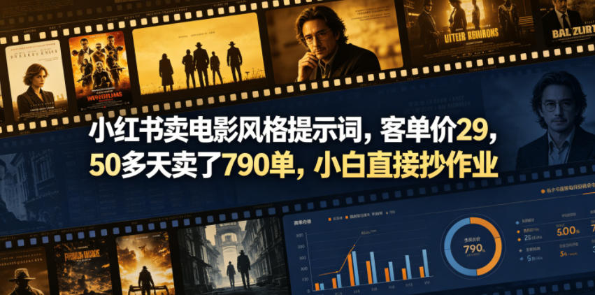 小红书卖电影风格提示词，客单价29，50多天卖了790单，小白直接抄作业！ - 创享网-创享网