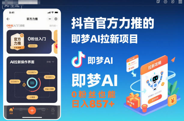 抖音官方力推的即梦AI拉新项目,0粉丝也能日入857+(附即梦AI拉新推广入口及教学)-创享网