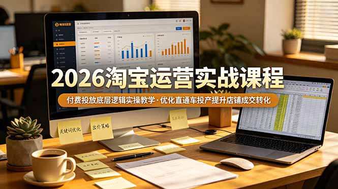 2026 淘宝运营实战课程，付费投放底层逻辑实操教学，优化直通车投产提升店铺成交转化-创享网