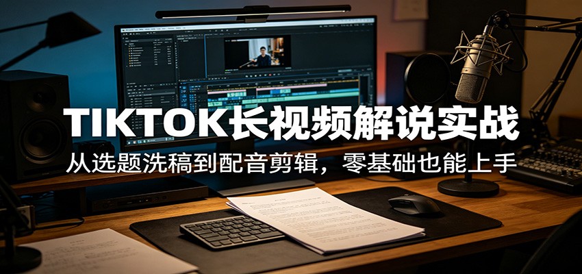 TIKTOK长视频解说实战：从选题洗稿到配音剪辑，零基础也能上手-创享网