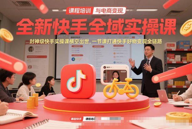 全新快手全域实操课,封神级快手实操课横空出世,一节课打通快手好物变现全链路-创享网