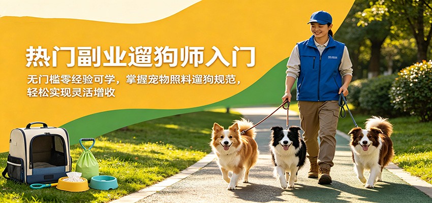 热门副业遛狗师入门，无门槛零经验可学，掌握宠物照料遛狗规范，轻松实现灵活增收-创享网