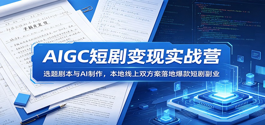 AIGC短剧变现实战营：选题剧本与AI制作，本地线上双方案落地爆款短剧副业-创享网