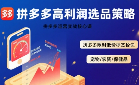 拼多多选品暴利技术实战课，拼多多高利润选品策略，拼多多限时低价标签秘诀 - 创享网-创享网