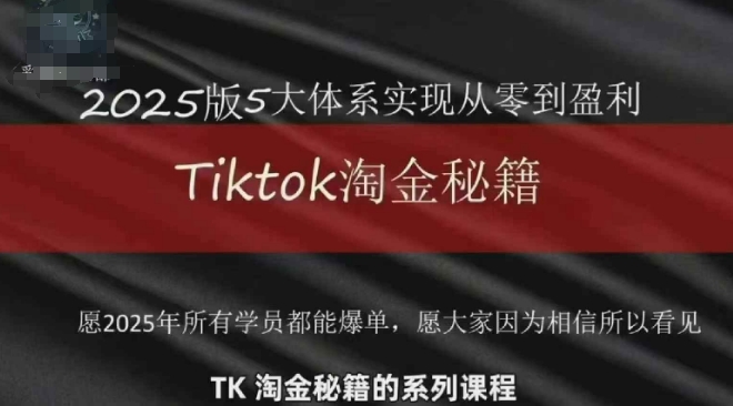 TikTok跨境2025淘金秘籍，​2025TikTok从0到盈利变现 - 创享网-创享网