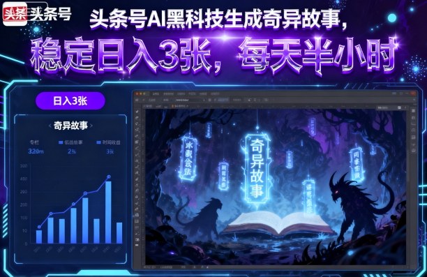 头条号AI黑科技生成奇异故事，稳定日入3张，每天半小时 - 创享网-创享网