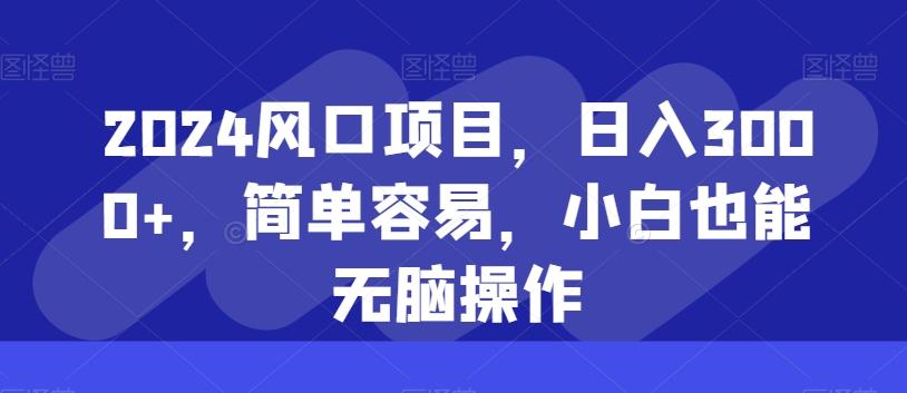 2024风口项目，日入3000+，简单容易，小白也能无脑操作 - 创享网-创享网