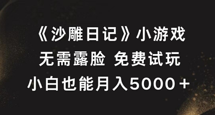 《沙雕日记》小游戏，无需露脸免费试玩，小白也能月入5000+【揭秘】 - 创享网-创享网