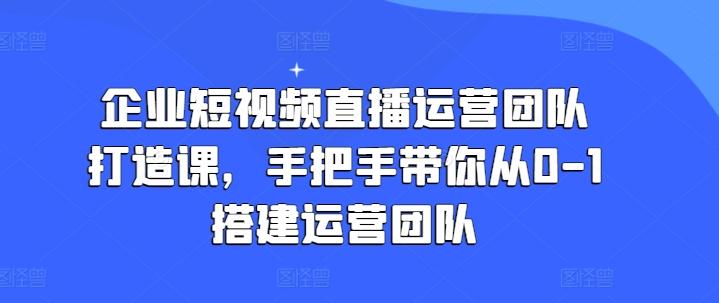 企业短视频直播运营团队打造课，手把手带你从0-1搭建运营团队 - 创享网-创享网