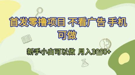 首发零撸项目 不看广告 手机可做 新手小白可以做 月入3k+【揭秘】 - 创享网-创享网