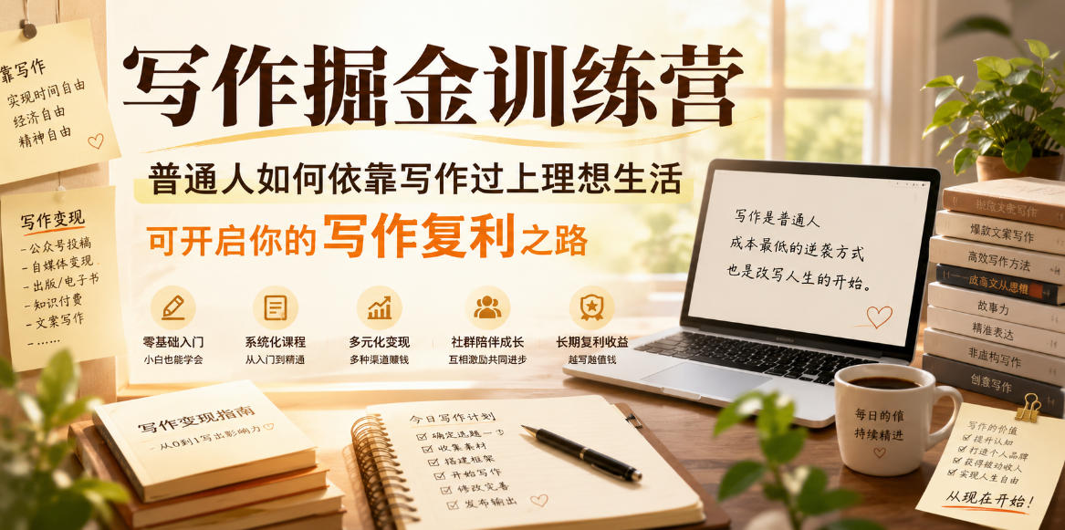 写作掘金训练营，普通人如何依靠写作过上理想生活，可开启你的写作复利之路(更新6月)-创享网
