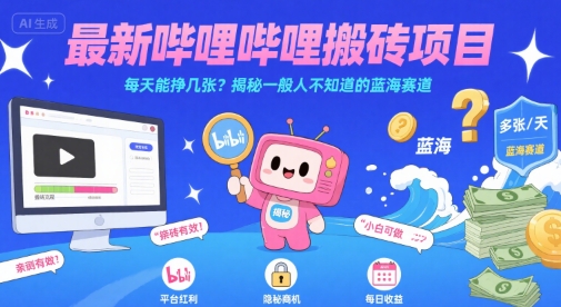 最新哔哩哔哩上B站搬砖项目，每天能挣几张？揭秘一般人不知道的蓝海赛道 - 创享网-创享网