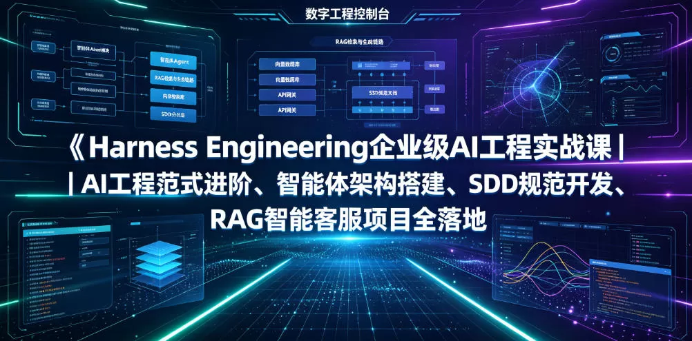 Harness Engineering企业级AI工程实战课｜智能体架构+SDD规范+RAG智能客服全落地-创享网