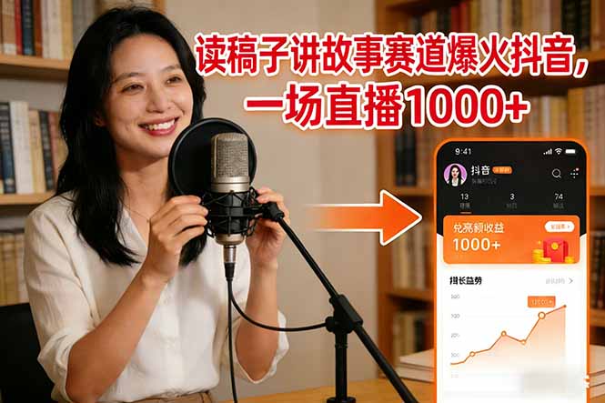 读稿子讲故事赛道爆火抖音，一场直播日入1000+-创享网