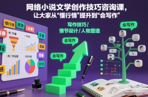 网络小说文学创作技巧咨询课,让大家从“懂行情”提升到”会写作”的高度-创享网