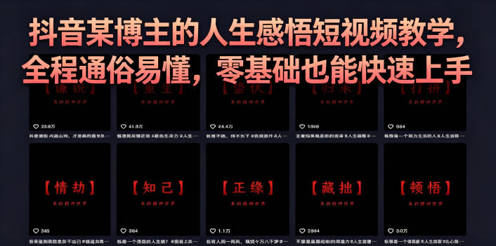 抖音某博主的灰太狼人生感悟短视频教学，全程通俗易懂，零基础也能快速上手-创享网