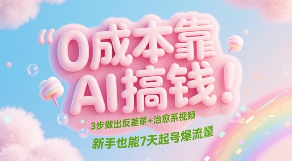 0成本靠AI搞钱！3步做出反差萌+治愈系视频，新手也能7天起号爆流量 - 创享网-创享网