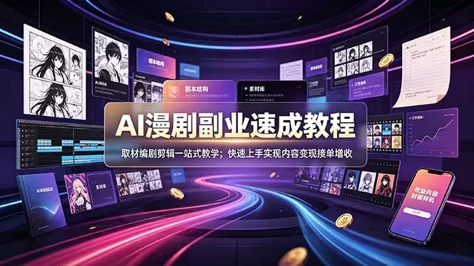 AI漫剧副业速成教程｜取材编剧剪辑一站式教学，零基础批量做号接单变现增收 - 创享网-创享网