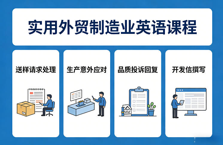 实用外贸制造业英语课程，教你专业处理送样请求、应对生产意外、回复品质投诉、撰写开发信等 - 创享网-创享网