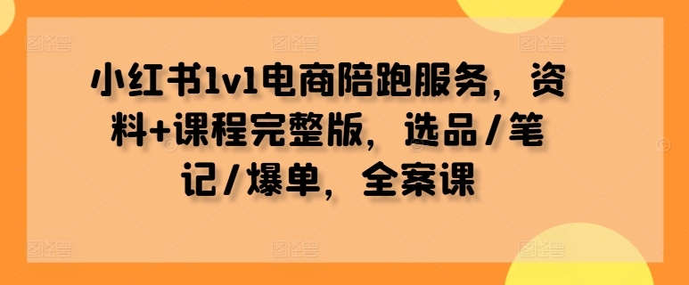 小红书1v1电商陪跑服务，资料+课程完整版，选品/笔记/爆单，全案课 - 创享网-创享网