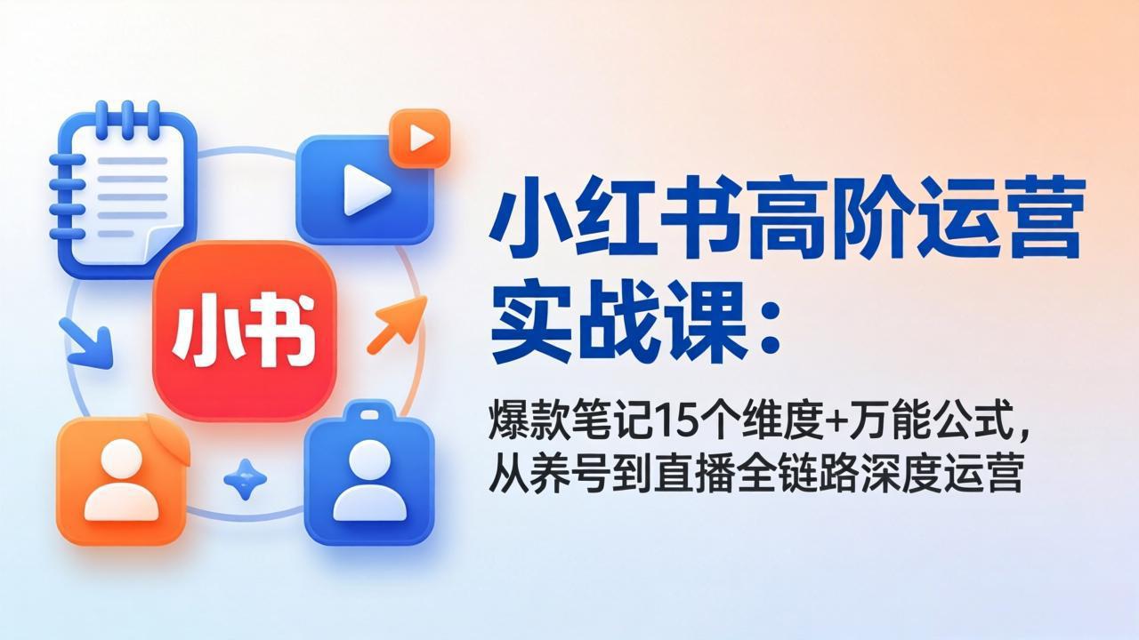小红书高阶运营实战课：爆款笔记15个维度+万能公式，从养号到直播全链路深度运营-创享网