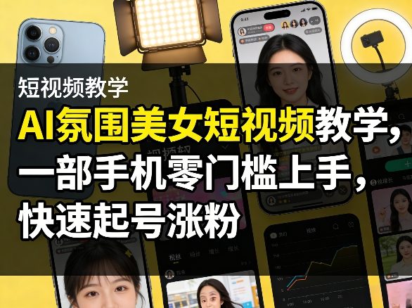 AI氛围美女短视频教学，一部手机零门槛上手，快速起号涨粉 - 创享网-创享网