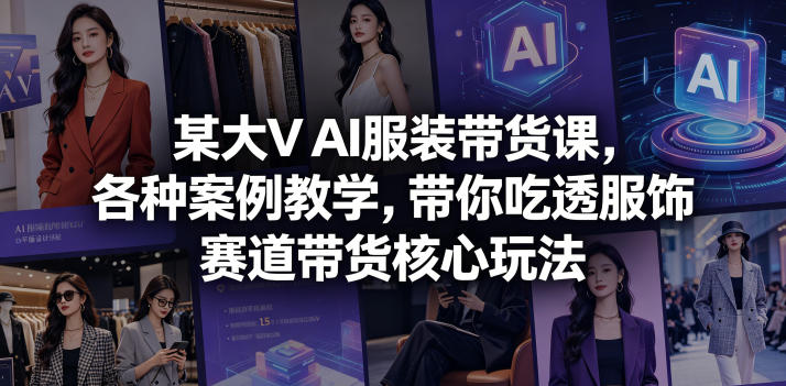 某大V AI服装带货课，各种案例教学，带你吃透服饰赛道带货核心玩法-创享网