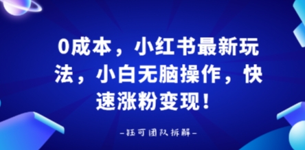 0成本，小红书最新玩法，小白无脑操作，快速涨粉变现 - 创享网-创享网
