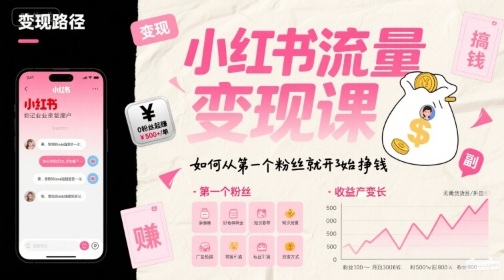 小红书流量变现课，如何从第一个粉丝就开始挣钱 - 创享网-创享网