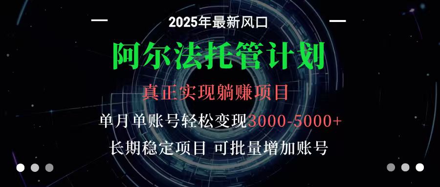 阿尔法托管计划 单账号月入3000-5000,长期稳定项目,新手小白轻松上手-创享网