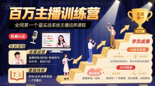 百万主播训练营，全网第一个最实战系统主播培养课程 - 创享网-创享网