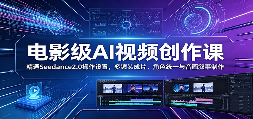 电影级AI视频创作课：精通Seedance2.0操作设置，多镜头成片、角色统一与音画叙事制作-创享网