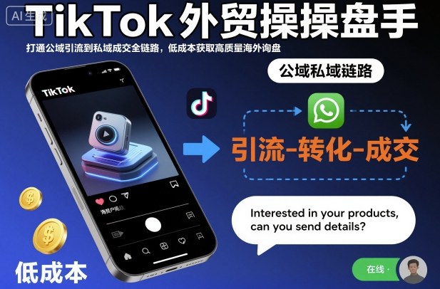 TikTok外贸操盘手,打通公域引流到私域成交全链路,低成本获取高质量海外询盘-创享网
