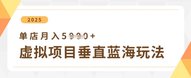 虚拟项目垂直玩法，实现单店月入5k+ - 创享网-创享网