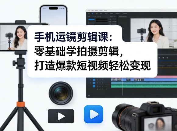 手机运镜剪辑课：零基础学拍摄剪辑，打造爆款短视频轻松变现 - 创享网-创享网