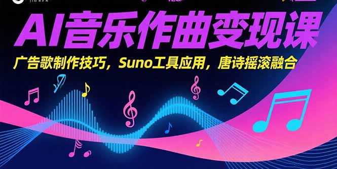 AI音乐作曲变现课，广告歌制作技巧，Suno工具应用，唐诗摇滚融合 - 创享网-创享网