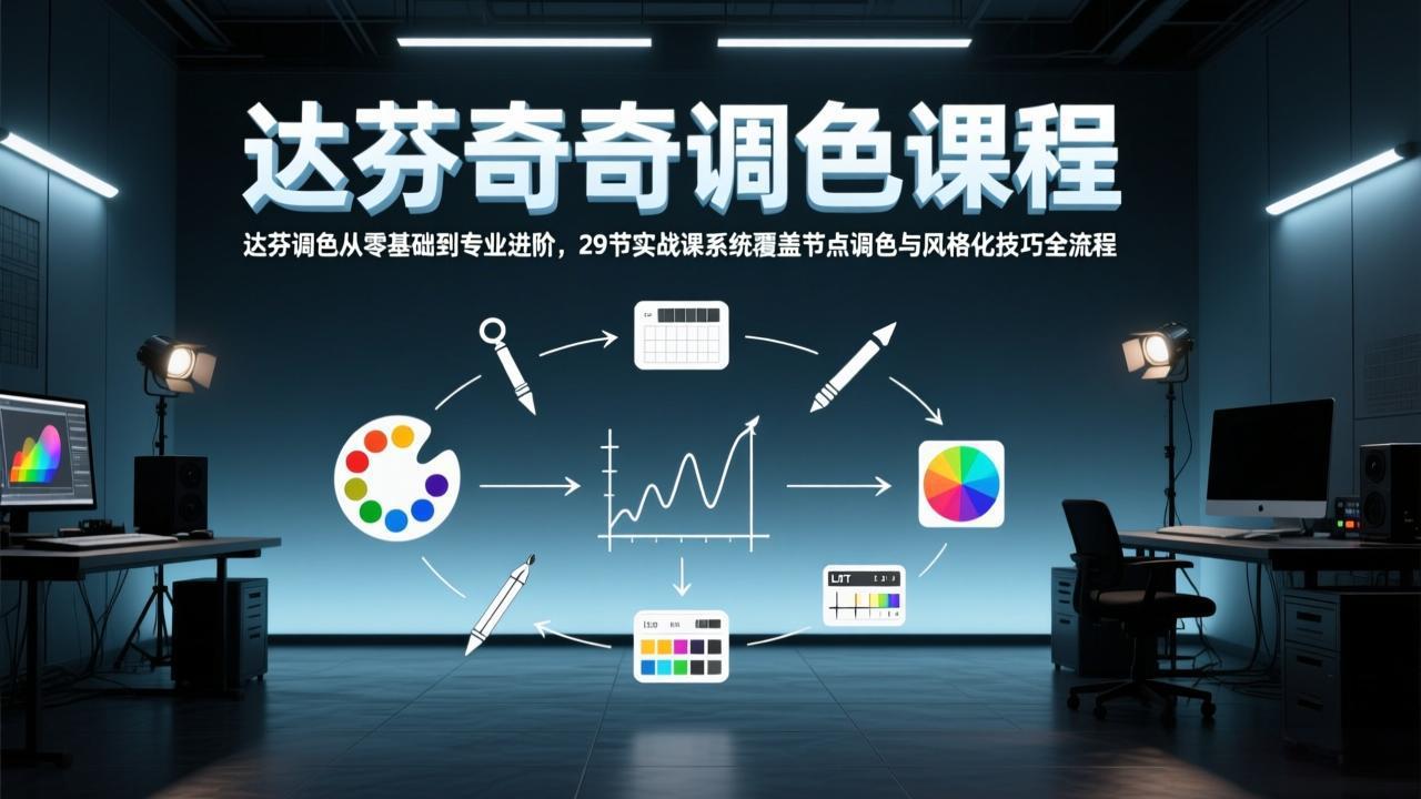 达芬奇调色从零基础到专业进阶，29节实战课系统覆盖节点调色与风格化技巧全流程-创享网