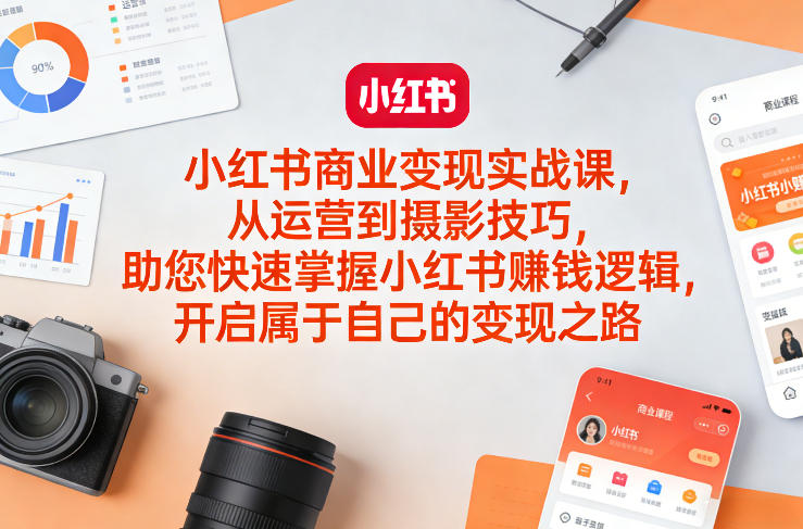 小红书商业变现实战课，从运营到摄影技巧，助您快速掌握小红书賺钱逻辑，开启属于自己的变现之路 - 创享网-创享网
