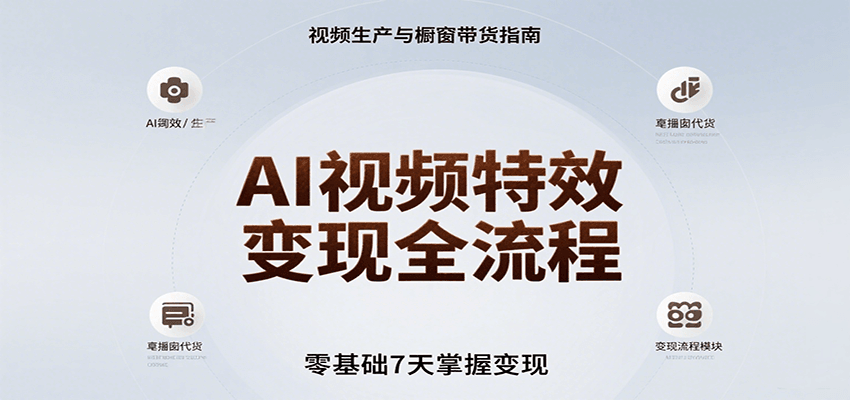 AI视频特效变现全流程，零基础7天掌握视频生产到橱窗带货变现 - 创享网-创享网