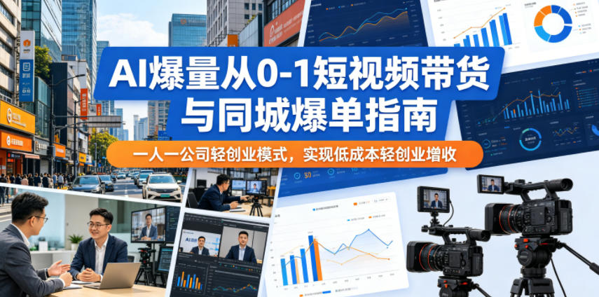 AI爆量从0-1短视频带货与同城爆单指南，一人一公司轻创业模式，实现低成本轻创业增收 - 创享网-创享网
